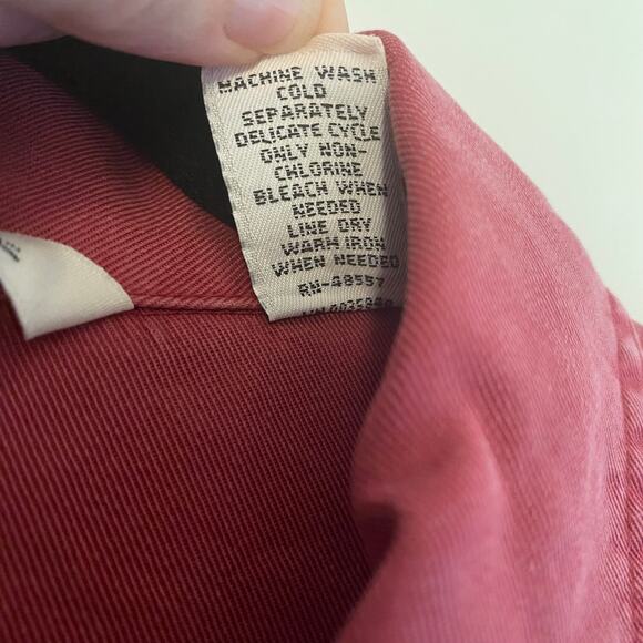 French Laundry Chore Jacket Shirt Red Lyocell Tencel Womens Size Large - Picture 6 of 9